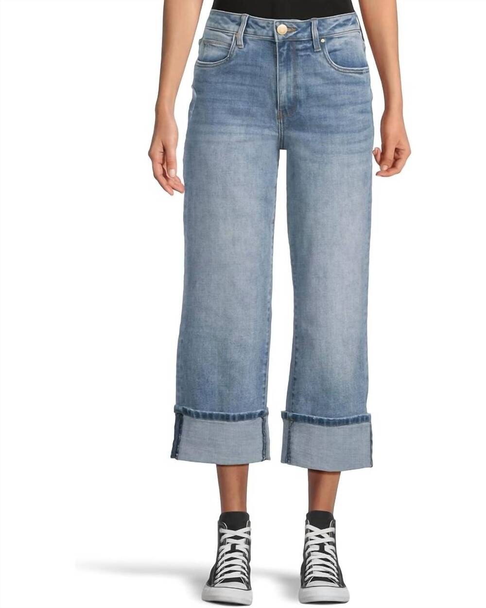 NEW KUT FROM THE KLOTH sienna high rise straight leg-roll up 5" jeans in love
